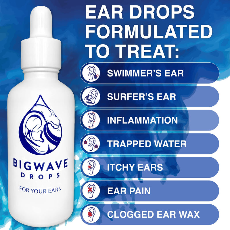 [Australia] - BigWave Drops - Ear Drops Formulated to Treat Swimmer's Ear - Surfer's Ear - Ear Infections - Made to Heal, Dry, & Soothe to Reduce Ear Pain - Designed to Improve Earwax Removal & Reduce Inflammation 