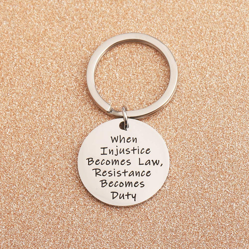 [Australia] - LQRI Lawyer Keychain Feminist Jewelry When Injustice Becomes Law Resistance Becomes Duty Keychain Future Lawyer Gift Law School Graduation Gift sliver 