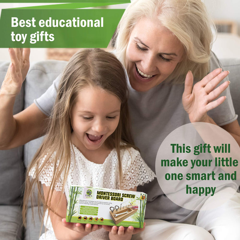 [Australia] - Panda Brothers Montessori Screwdriver Board Set - Wooden Montessori Toys for 3 4 5 Year Old Kids and Toddlers, Learning Sensory Bin Toys Preschool Materials, Fine Motor Skills Toys, Waldorf STEM Toys 