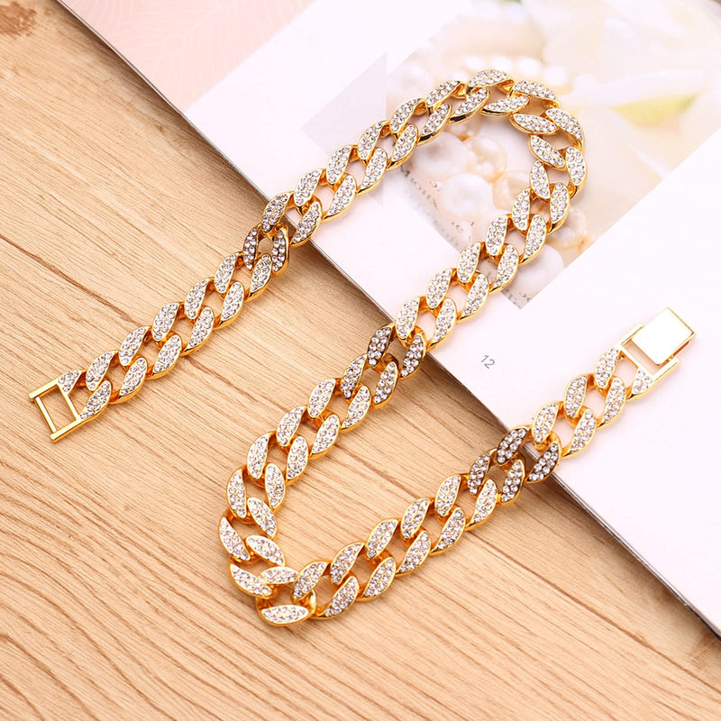 [Australia] - JLCCKJJS 15mm Cuban Link Chain For Men, Rhinestone Women Unisex Bracelet Big Jewelry For Boy 18 20 22 24 Inch Bling Iced Out With Rhinestones Rapper Hip Hop Lovers Necklace Costume Fashion Accessories 18.0 Inches 