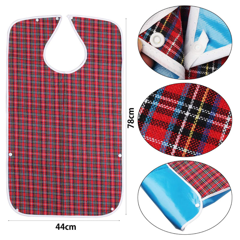 [Australia] - kuou Adult Bibs, Adult The Eldly Bib Adult Washable Dining Bibs for Elderly （3 Pack,Red,Green,Blue） 