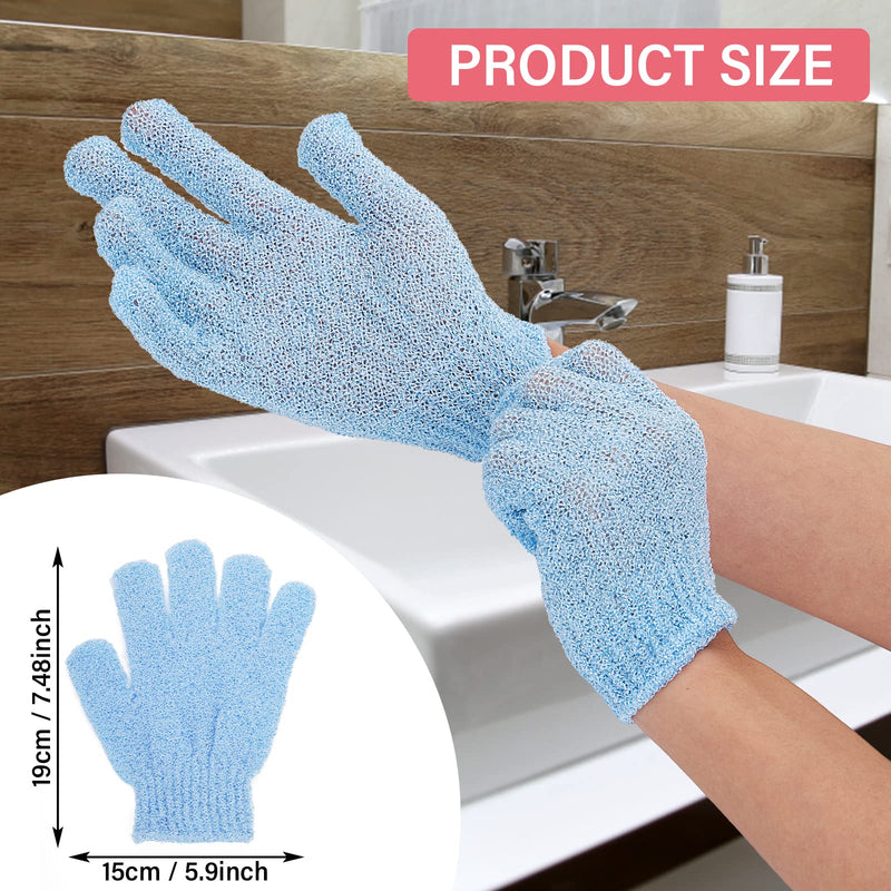 [Australia] - Sibba 6Pcs Exfoliating Wash Gloves Dual Texture Bath Gloves for Shower Body Scrub Exfoliating Mitt Dead Skin Remover Exfoliator Mitten Natural Body Loofah Washcloth Green, blue, pink 