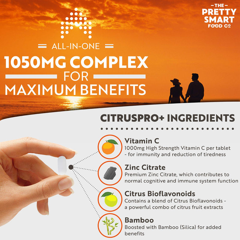 [Australia] - Powerful Vitamin C and Zinc Tablets - Vitamin C 1000mg with Zinc - 6 Month's Supply - Boosted with Citrus Bioflavonoids & Bamboo - For The Maintenance of a Normal Immune System - 180 Tablets - UK Made 