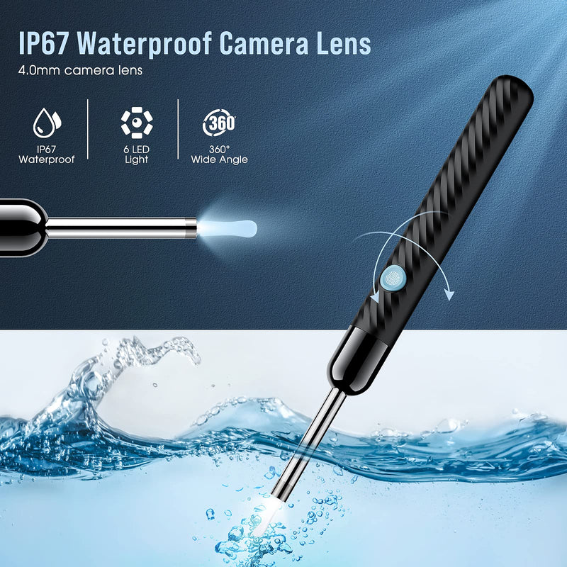 [Australia] - Ear Wax Removal - Earwax Remover Tool with 8 Pcs Ear Set - Ear Cleaner with Camera - Earwax Removal Kit with Light - Ear Camera with 6 Ear Spoon - Ear Cleaner for iOS & Android (Black) Black 