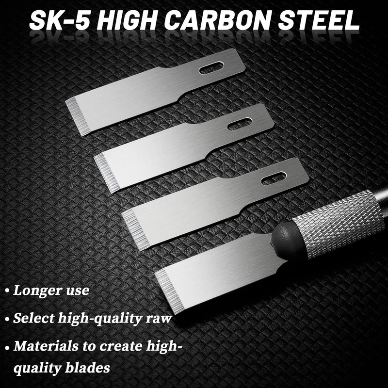 [Australia] - Size 18 Chiseling Blades SK5 Knife Blades No Handles Knife Square Blade Carbon Steel Chisel Tip Knife Blade with Plastic Storage Boxes for Wood Craft Carving Chiseling Shaving Cutting (60 Pack) 60 