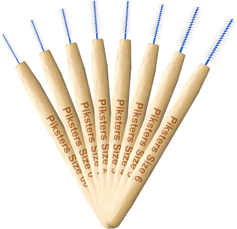 [Australia] - Bamboo Piksters Interdental Brushes | Sizes 00-6 | 8 Pack (8 Pack, Size 5 (Blue)) 8 count (Pack of 1) Size 5 (Blue) 