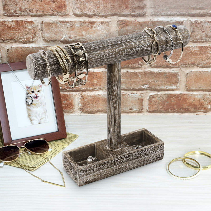 [Australia] - Mooca Bracelet Bangle Holder, Table Top Necklace Wooden Jewelry Display Stand Storage Tray for Home Organization, 11 3/4" W x 2 3/4" D x 9 3/4" H, Coffee 4) Coffee 
