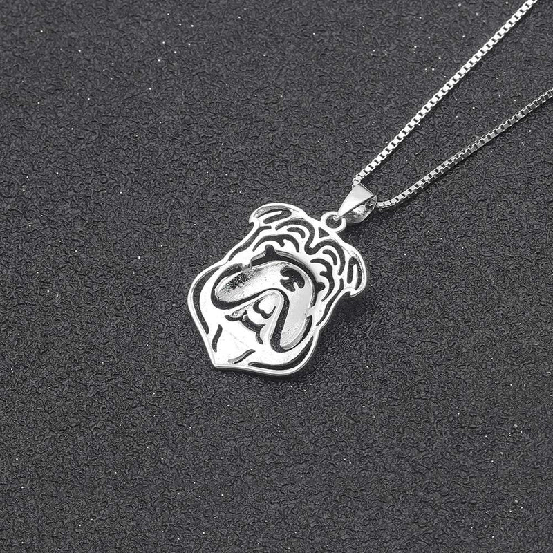 [Australia] - Bulldog Sterling Silver Necklace Dangle Earrings Set by Ginger Lyne Ears Down Puppy Dog Pet Pendant Box Chain Doggie Animal Paw Print Heart Jewelry for Mom Women Girls Teens 