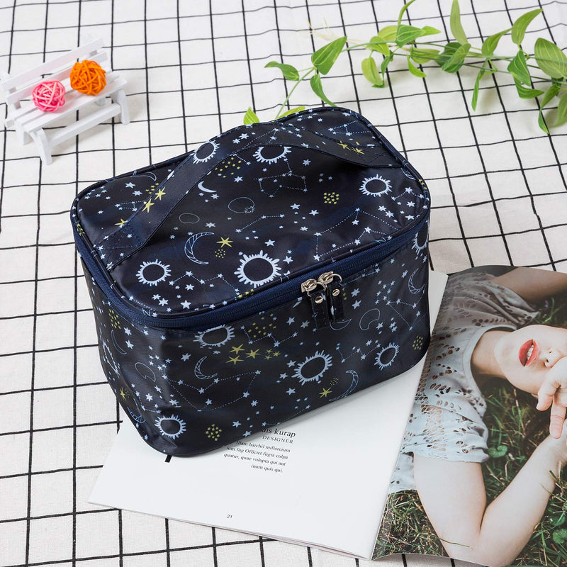 [Australia] - HOYOFO Women Makeup Bag Travel Cosmetic Bags with Mesh Pocket Waterproof Large Portable Toiletry Storage for Women, Starry Sky A Starry Sky 