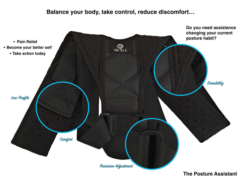 [Australia] - QK-ELE Posture Corrector Support Brace to Improve Bad Posture, Shoulder Alignment, Back Pain Relief for Men and Women (Reg 28 to 41) 