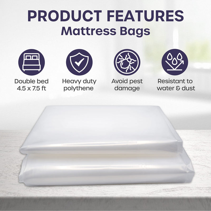 [Australia] - Mattress Bags for Mattress, Double Bed Mattress Cover, Protectors for Mattress Storage Bags for Moving House, with Heavy Duty Protective Bags (4.5 x 7.5ft) 