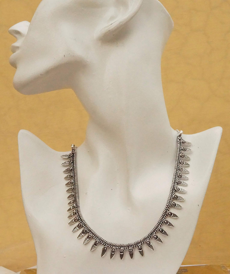 [Australia] - Sansar India Oxidized Silver Plated Kolhapuri Choker Indian Necklace Jewelry for Girls and Women 