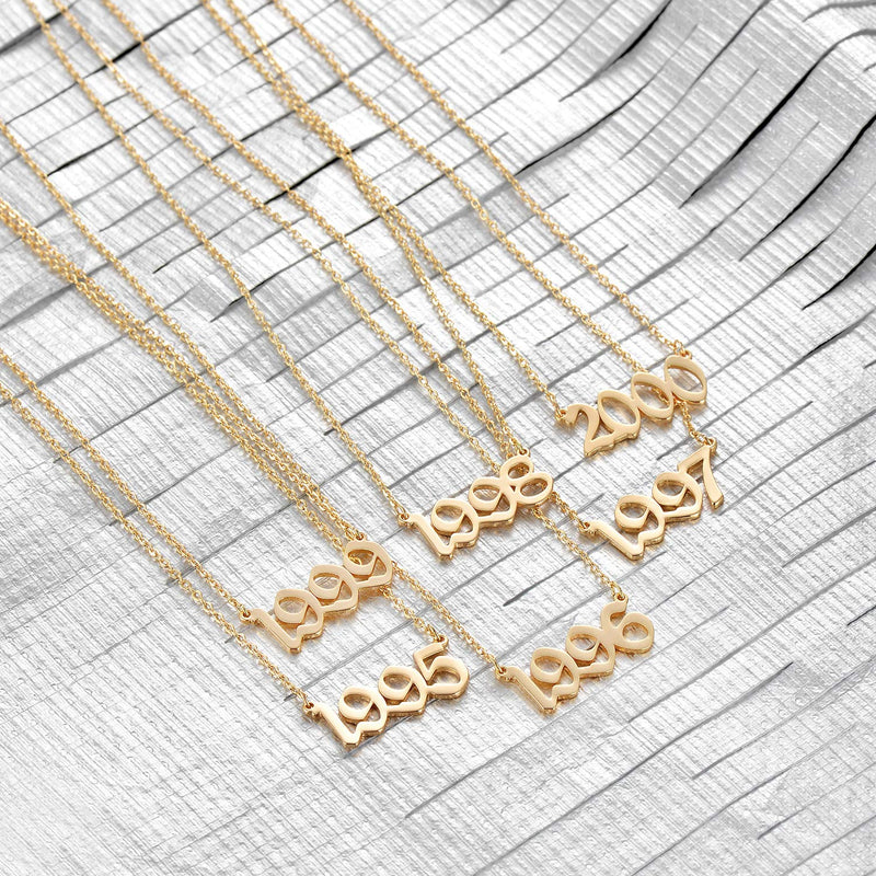 [Australia] - CITLED Year Necklace Gold Birth Number Pendant Old English Arabic Mumerals Friendship 14K Gold Filled Dainty Chain Boho Beach Simple Delicate Handmade Jewelry Birthday Gift 2000 