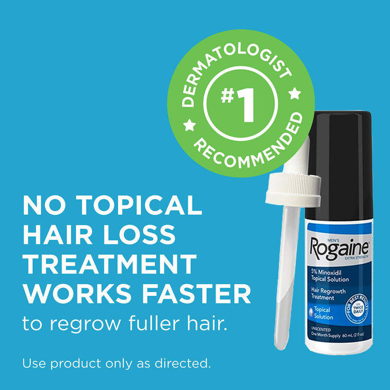 [Australia] - Men's Rogaine Extra Strength 5% Minoxidil Topical Solution for Hair Loss and Hair Regrowth, Topical Treatment for Thinning Hair, 1-Month Supply 1- Month Supply 