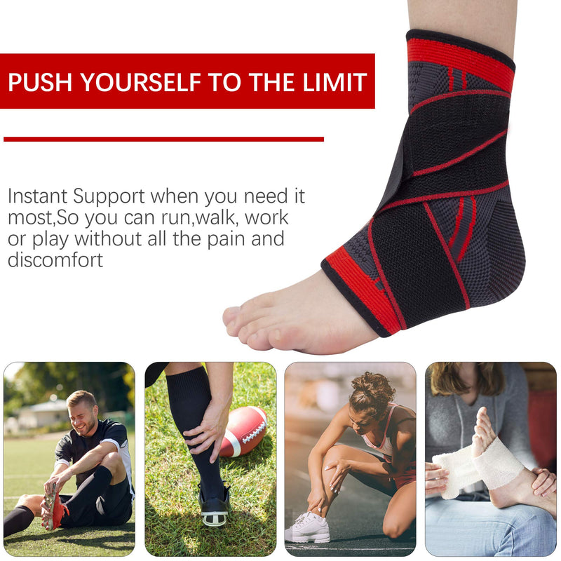 [Australia] - Ankle Support Set of 2 Compression Brace Support Adjustable Sleeve for Injury Recovery, Joint Pain, Arch Brace Support & Foot Stabilizer, Ankle Wrap Protect Against Ankle Sprains or Swelling Large (1 Pair) Black 