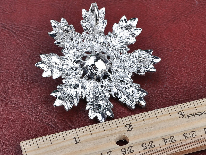 [Australia] - Alilang Stunning Clear Crystal Rhinestone Faux Pearl Christmas Snowflake Pin Brooch 