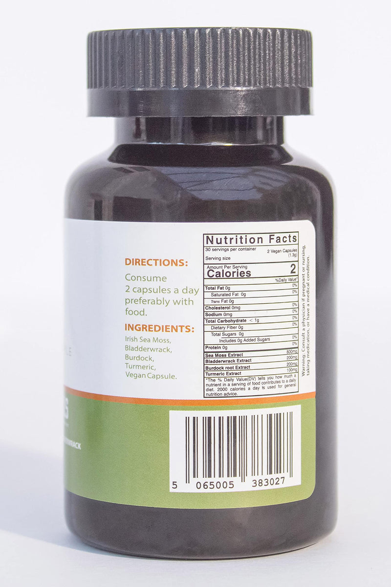 [Australia] - Suave Moss Lifestyle - Natural Sea Moss Capsules, 60 Capsules, Vegan, Bladderwrack, Burdock Root, Turmeric Capsules. Non GMO, Gluten Free. Dr Sebi… 