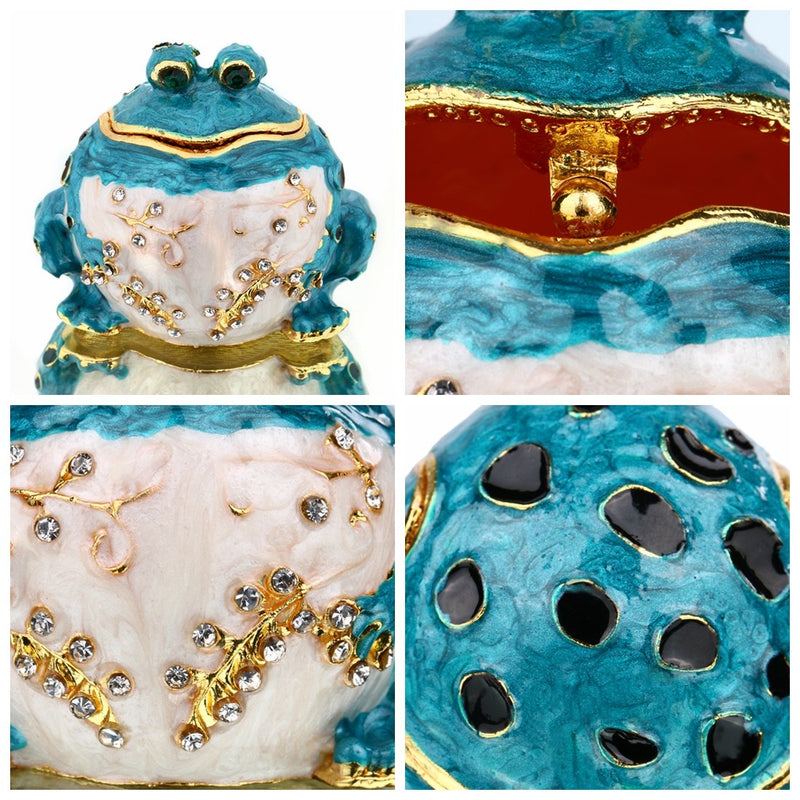 [Australia] - YUFENG Frog Figurines Trinket Box Hand-Pinted Keepsake Box Ring Jewelry Storage Holder Figurine Collectible 