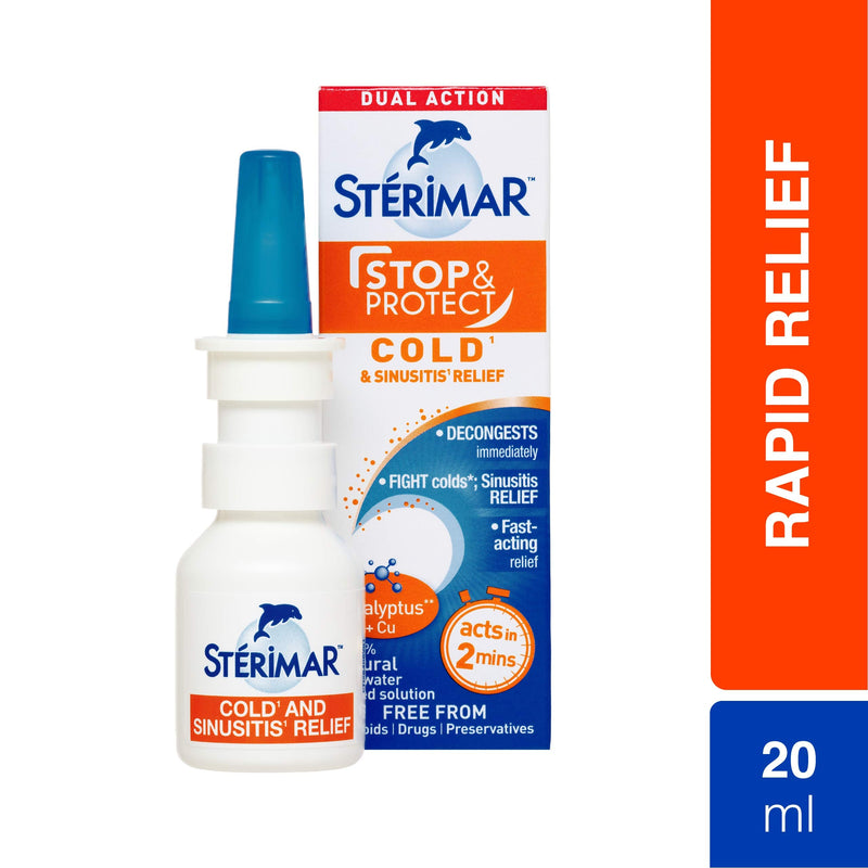 [Australia] - STÉRIMAR Stop and Protect Cold and Sinusitis Relief- 100 Percent Natural Sea Water based Nasal Spray with Added Copper and Eucalyptus - 20 ml Pump 4.61 