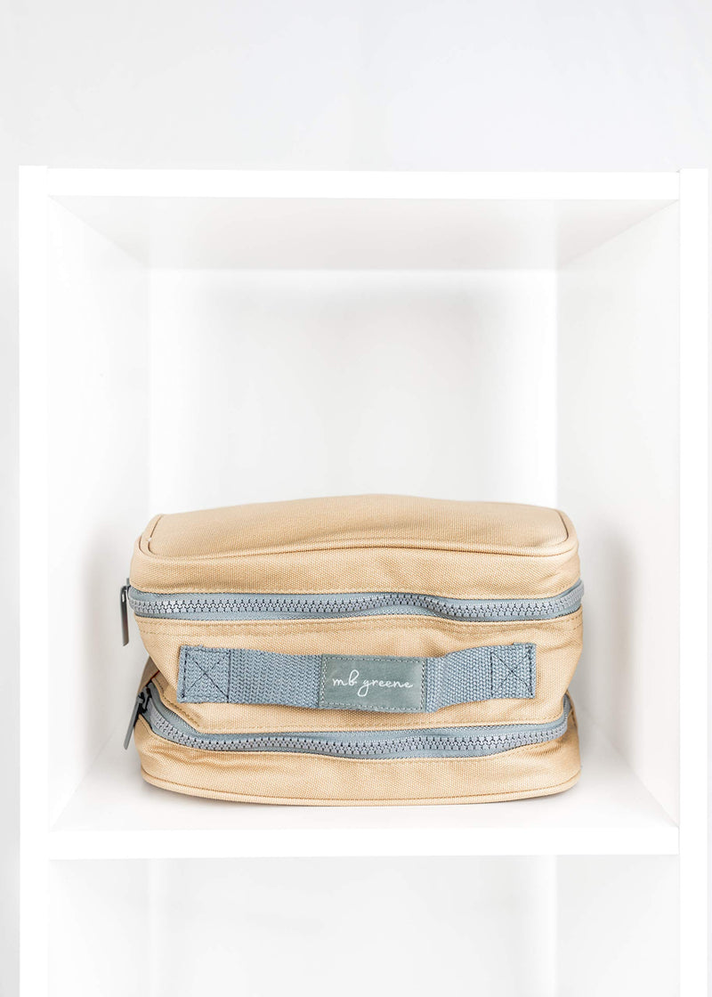 [Australia] - MB Greene Oyster Collection Unisex Camel Dopp Kit Toiletry Bag Luggage Organizer for Golf, Boat, Gym 