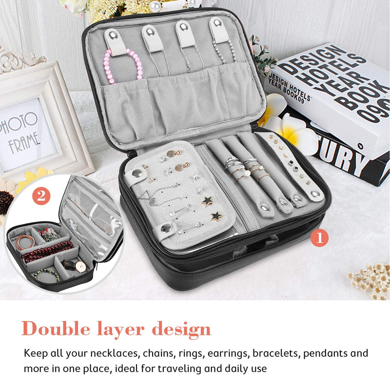 [Australia] - ProCase Travel Jewelry Case Organizer Bag for Women Girls Christmas Valentine's Day, Soft Padded Jewelry Carrying Pouch Portable Jewelry Storage Box Holder for Earrings Rings Necklaces Bracelets Chains 