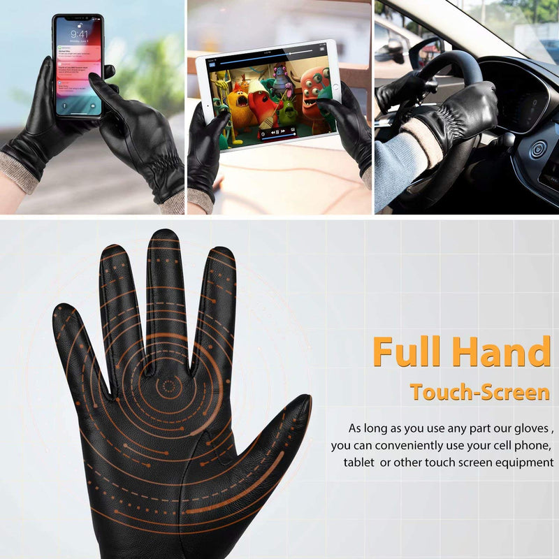 [Australia] - Genuine Sheepskin Leather Gloves For Women, Winter Warm Touchscreen Texting Cashmere Lined Driving Motorcycle Dress Gloves Black(cashmere Lining) S-6.5 