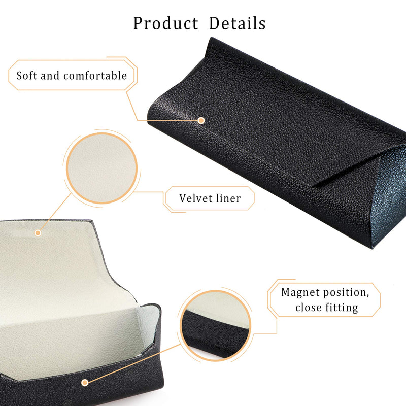 [Australia] - LifeArt Eyeglass Case Hard Shell, Portable Sunglass Case, fashionable PU Leather Eyeglass Case, Lightweight A_638_black 