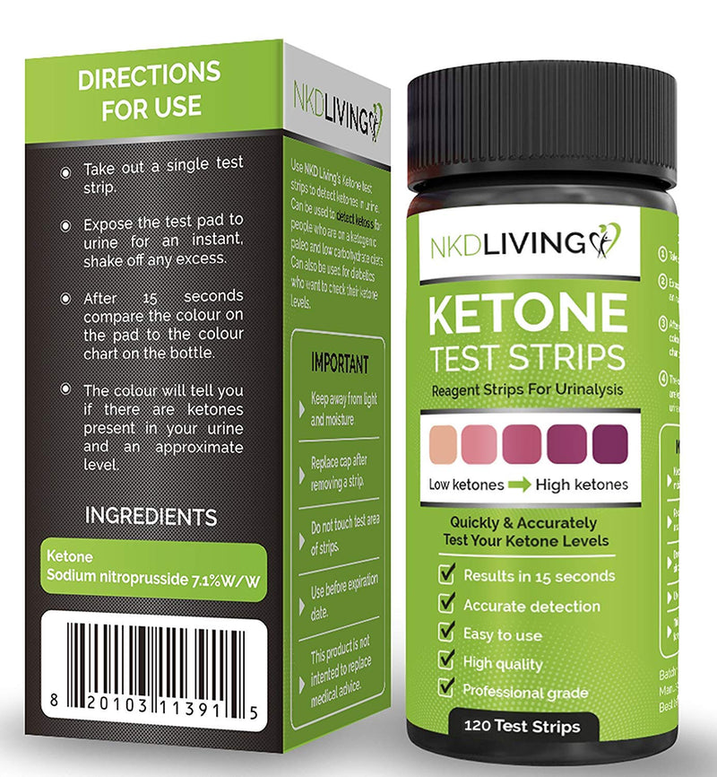 [Australia] - NKD Living Ketone Test Strips (120 Strips in 2 x 60 Keep Fresh Packs) Accurately Detect and Measure Your State of ketosis in Seconds. 