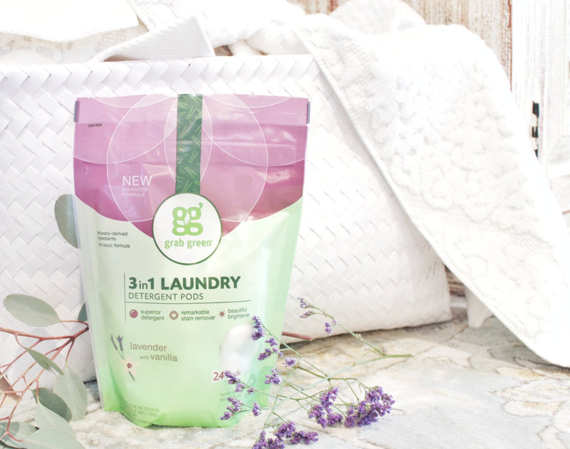 [Australia] - Grab Green 3-in-1 Laundry Detergent Pods, 24 Count, Lavender Vanilla Scent, Plant and Mineral Based, Superior Cleaning Power, Stain Remover, Brightens Clothes 24 Count (Pack of 1) 