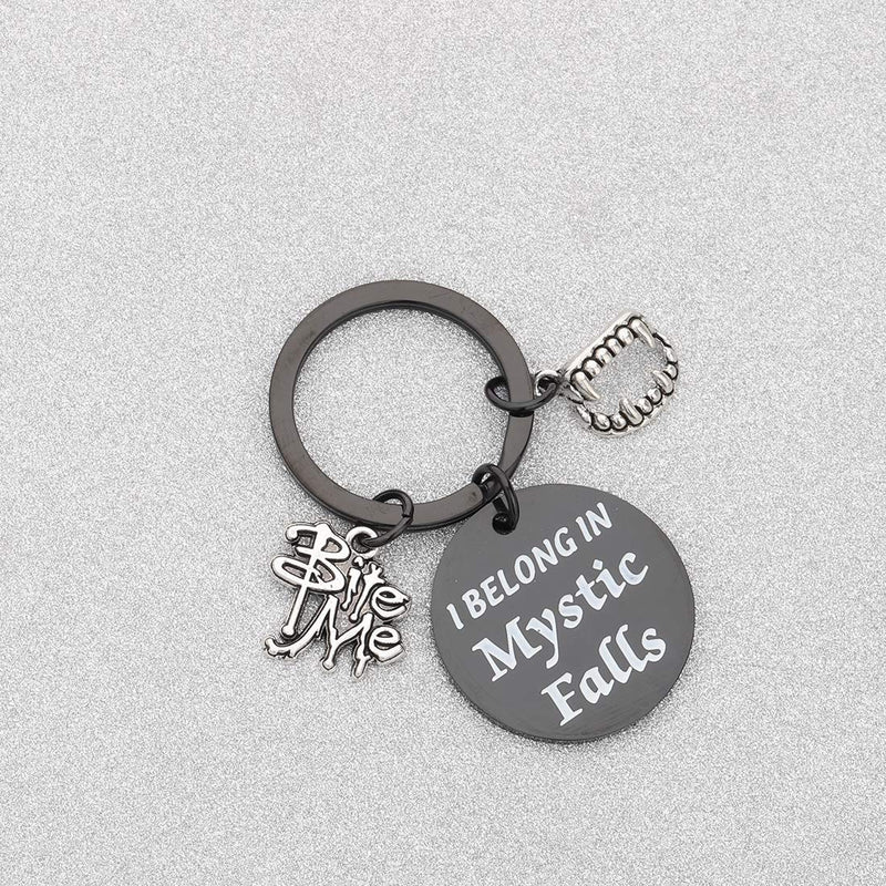 [Australia] - CHOORO The Vampire Diaries Inspired Jewelry Vampire Diaries Gift I Belong in Mystic Falls Keychain Vampire Diaries Tv Show Inspired mystic falls keychain black 