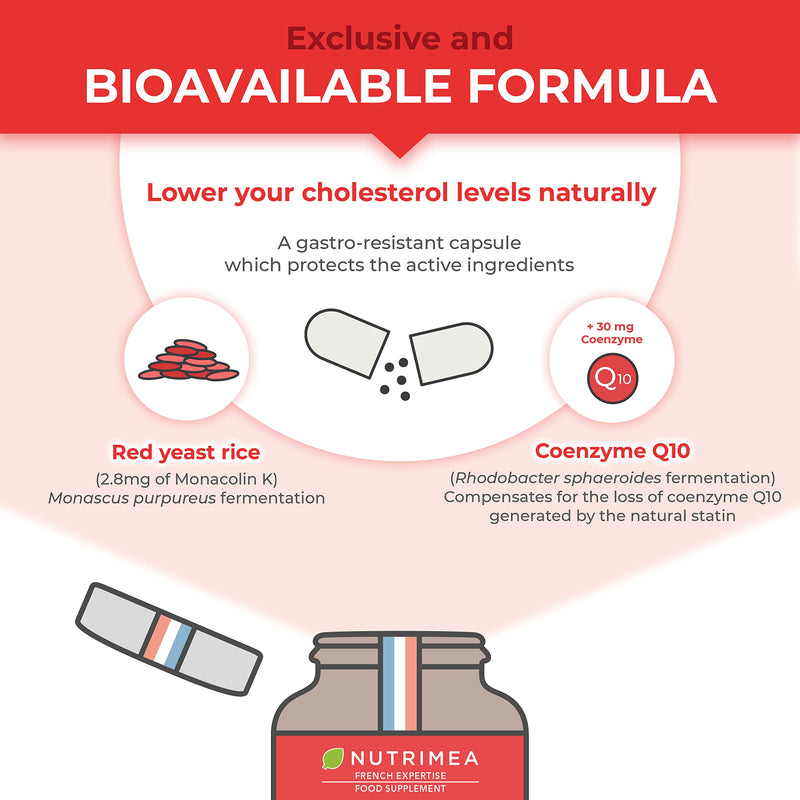 [Australia] - Red Yeast Rice - Cholesterol Lowering Supplement - Highest Concentration of Monacolin K - 3 Month Treatment - No Statin Side Effects - Antioxidant Agent - French Expertise - Nutrimea 