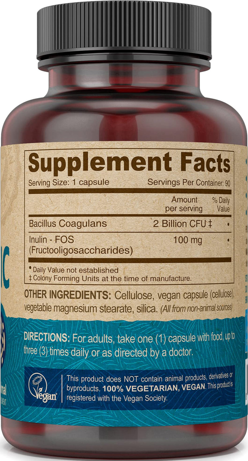[Australia] - Deva Vegan Probiotic with FOS Prebiotics Supplement - 2 Billion CFU with 100 MG of Prebiotics Per Serving for Men & Women - Non-Dairy Gluten Free - Naturally Shelf Stable - 90 Capsules 