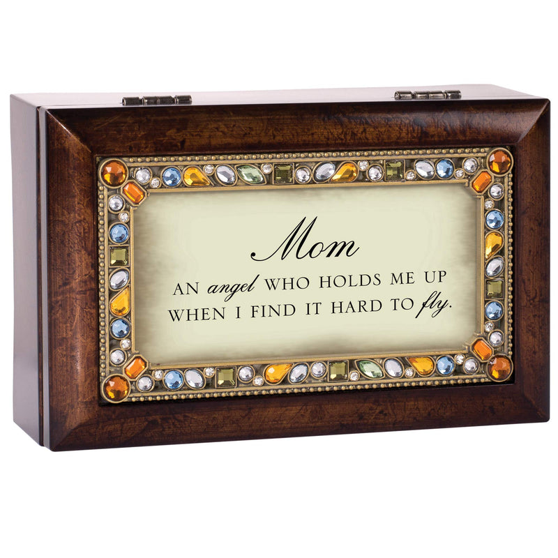 [Australia] - Cottage Garden Mom an Angel Holds Me Up Amber Earth Tone Jewelry Music Box Plays Wind Beneath My Wings 