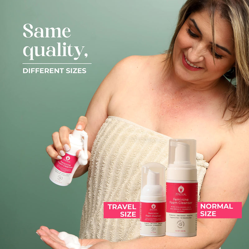 [Australia] - ZENZSUAL Feminine Foam Cleanser with Hyaluronic Acid and Organic Cranberry Extract, Foaming Feminine Wash for Intimate Areas, Vaginal Moisturizer w/ Self-Foaming Pump (3.4 Oz.) 3.4 Fl Oz (Pack of 1) 