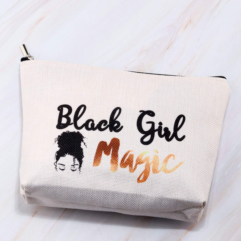 [Australia] - MBMSO Black Girl Magic Makeup Bag Travel Cosmetic Bag for Women Melanin Gifts African American Gifts Inspirational Gifts (Makeup Bag) 