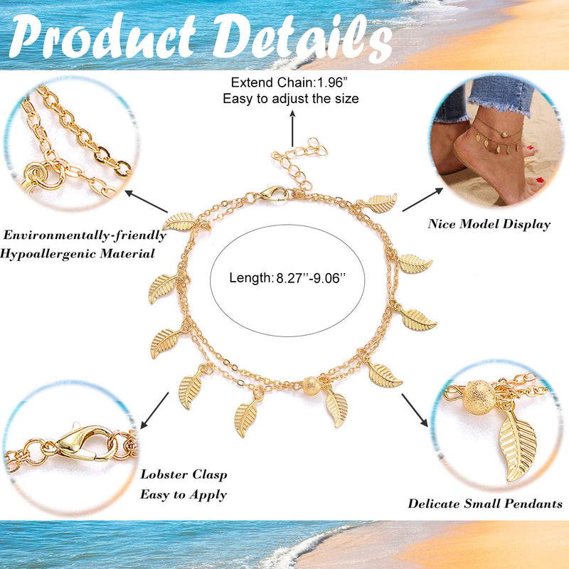 [Australia] - KOHOTA 20Pcs Ankle Bracelets for Women Silver Gold Anklet Set Boho Anklets Bracelets Layered Adjustable Chain Beach Barefoot Foot Jewelry Gold color 