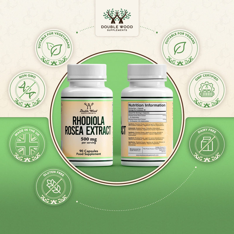 [Australia] - DW Rhodiola Rosea | 90 Rhodiola Rosea Complex - 500mg Rhodiola-Rosea per Serving | High Strength Rosea Supplement | Non-GMO, Gluten Free | Manufactured in The UK 90 count (Pack of 1) 