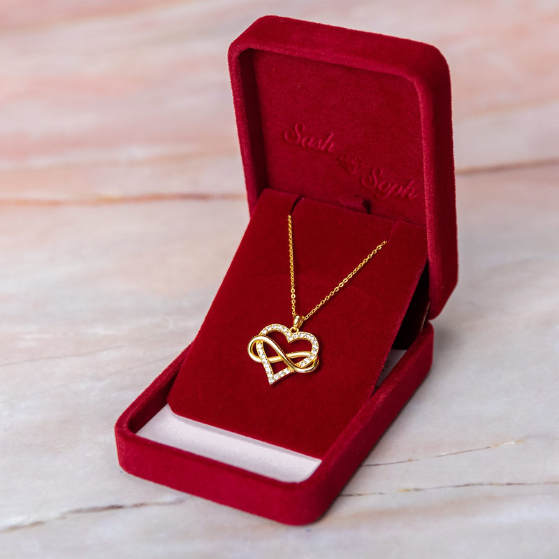 [Australia] - Sash & Soph Infinity Heart Necklace for Women. 925 Sterling Silver Heart Necklace for Girlfriend, Love Heart Pendant on 18" Chain with 2" Extender (Rose Gold or Gold Plated) 