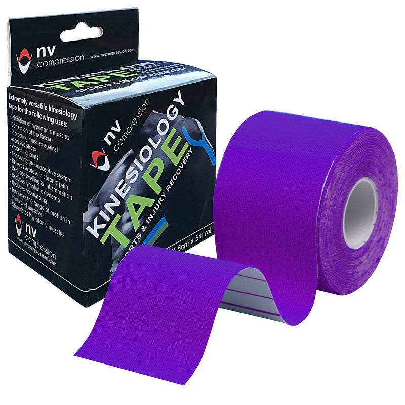 [Australia] - NV Compression Kinesiology Tape | 5m Roll of Elastic Muscle Support Tape for Exercise, Sports & Injury Recovery (Purple) Purple 