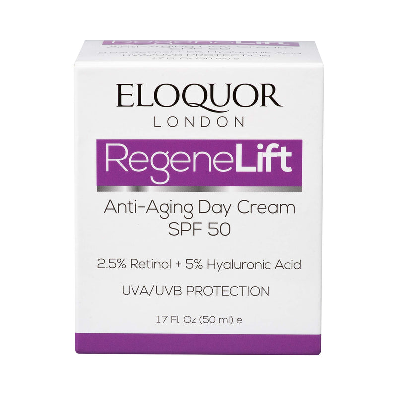 [Australia] - Eloquor RegeneLift Anti-Aging Day Cream SPF 50 | Face Moisturiser with Retinol, Hyaluronic Acid & Aloe Vera | Reduces Signs of Aging + UV Protection | Natural, Organic & Cruelty-Free | All Skin Types 
