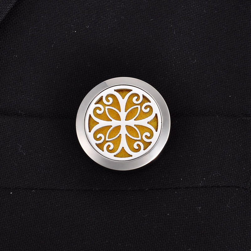 [Australia] - HooAMI Aromatherapy Essential Oil Diffuser Brooch - Stainless Steel Brooch Locket Jewelry (Butterfly Flower) 