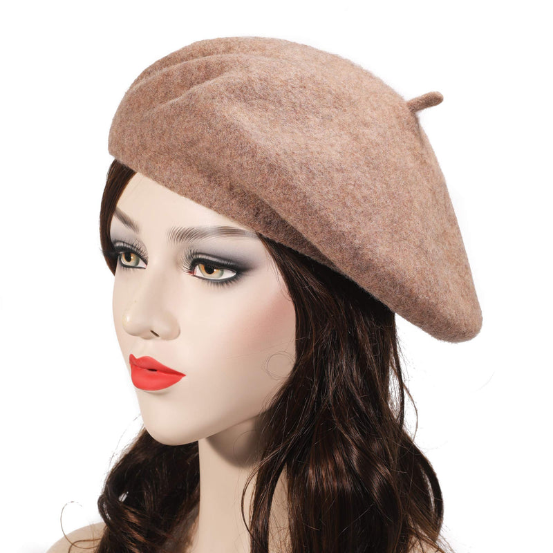[Australia] - ZLYC Wool Beret Hat Classic Solid Color French for Women Coffee 