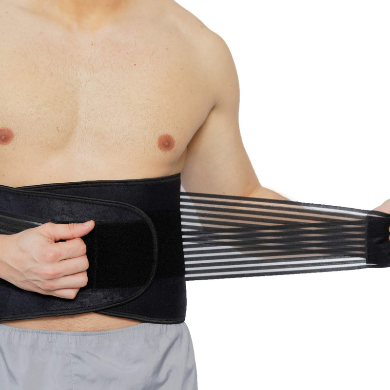 [Australia] - Neotech Care Neoprene Back Brace, Lumbar Support with Double Banded Strong Compression Pull Straps (Black & Blue, Size XXXXL) 4XL 