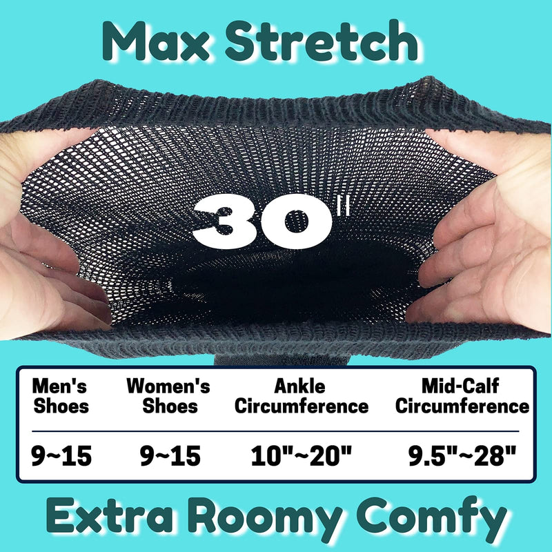 [Australia] - Extra Wide Neuropathy Pain Relief Socks for Swollen Feet Soft Stretches up to 30" Diabetics for Men Women 10-13 13-15 Warm Breathable Non Binding Loose Top Bariatric Edema Cast Over The Calf Plus Size Knee High Socks Extra-Wide Gooi 