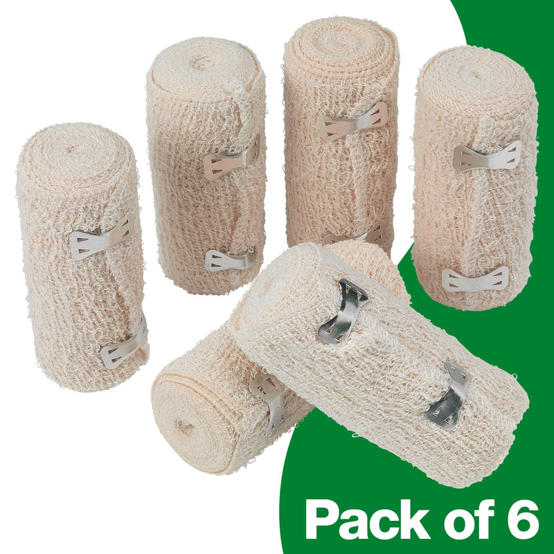 [Australia] - HypaBand Crepe Cotton Bandages 10cm x 4.5m - Pack of 6 Single 10 cm x 4.5 m (Pack of 6) 