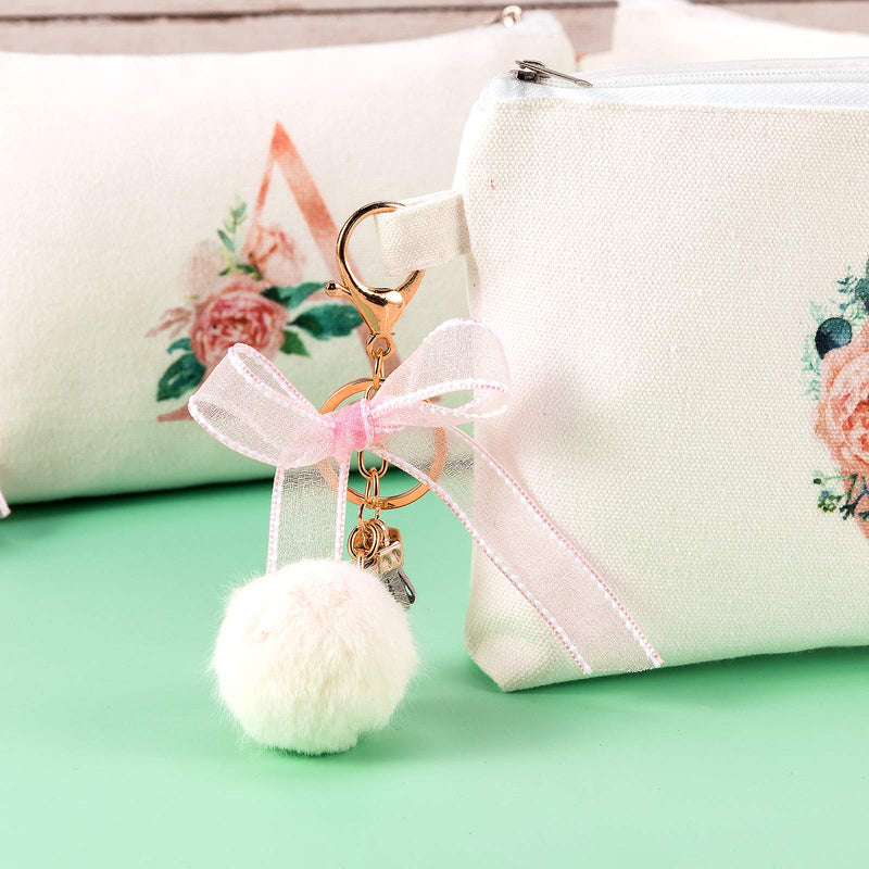 [Australia] - PARBEE Floral Initial Canvas Makeup Bag Zipper Cosmetic Pouch with Keychain, Monogrammed Gift for Girls Women Mom Teacher Birthday Valentine's Day Mother's Day Bridal Shower A 