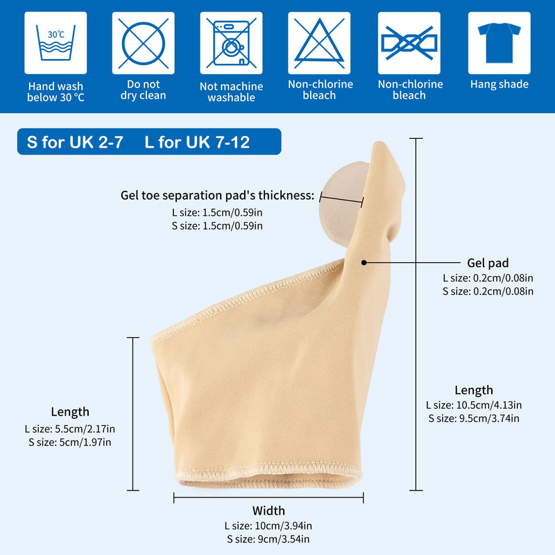 [Australia] - Bunion Corrector Big Toe Separator Bunion Splint Sleeve 1 Pair of Bunion Relief Sleeve with Silicone Bunion Pad Protector,Scientific Correction of Bunion Day and Night Wearable (Beige & Small) S Beige 