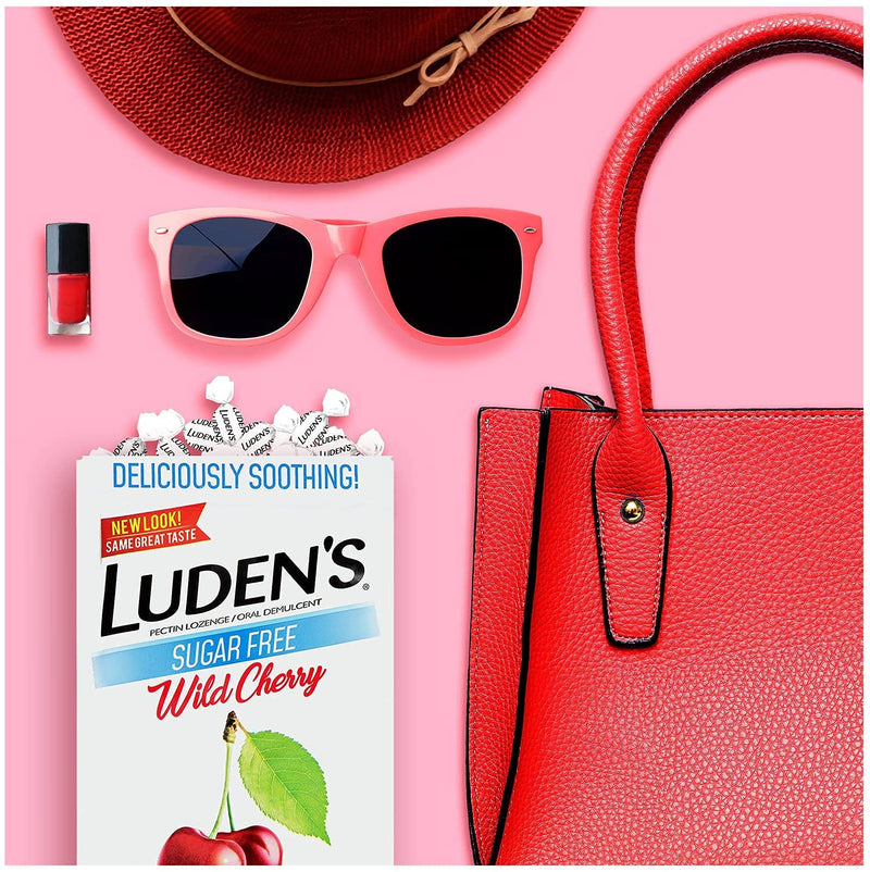 [Australia] - Luden's Deliciously Soothing Throat Drops | Sugar-Free | Wild Cherry Flavor | 25 Count Each | Pack of 4 