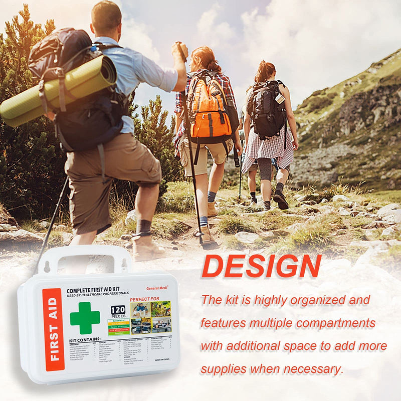 [Australia] - 120 Pieces Hardcase First Aid Kit - Includes Instant Cold Pack, Emergency Blanket for Travel, Home, Office, Vehicle, Camping, Workplace & Outdoor 