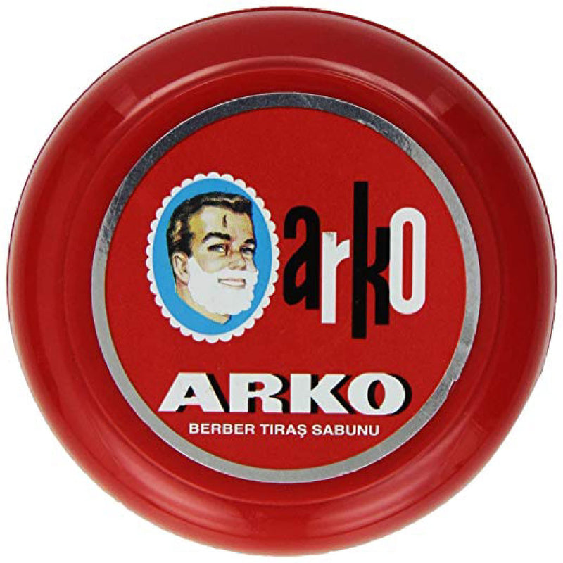 [Australia] - Arko/Omega Shaving Soap- 90g, Bowl Case + Omega Shaving Brush, Natural Boar Bristle, Red 